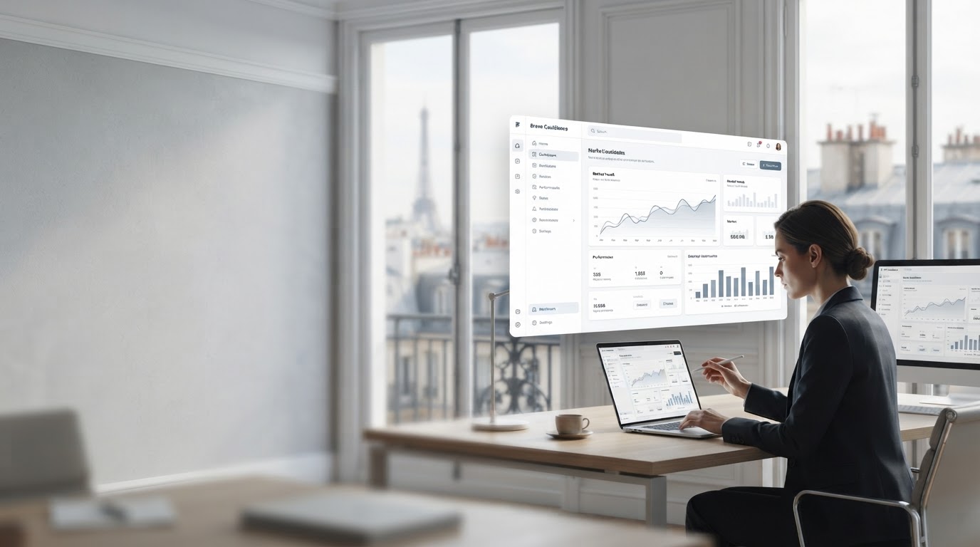 Brave Cautélance, tableau de bord d'analyse prédictive avec courbes de tendance